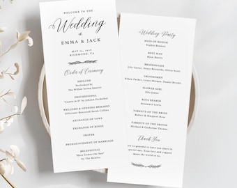 Wedding Program Wedding Program Template Editable Wedding Program Minimalist Program Modern Wedding Program Template Ceremony Program