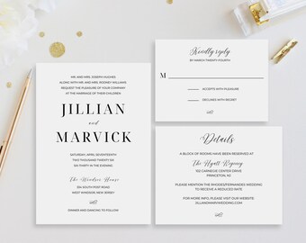 Elegant Wedding Invitation Template Suite Editable Template Printable Wedding Invites Modern Wedding Invitation Set Minimal Wedding Invites