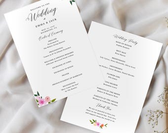 Wedding Program Template Program Wedding Ceremony Program Modern Wedding Program Template Wedding Program Boho Printable Program