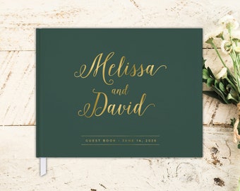 Personalized Wedding Guest Book Guestbook Wedding Alternative Sign In Book Wedding Gift for Couple Green Wedding Guest Book