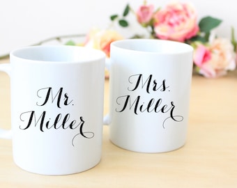 Tazas de café para el señor y la señora, tazas de café para él y para ella, regalos de boda para parejas, regalo de compromiso