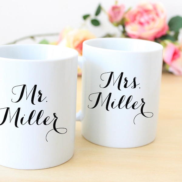 Mijnheer en mevrouw koffiemokken, koffiemokken voor hem en haar, huwelijkscadeaus voor koppels, verlovingscadeau
