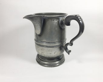 Victorian pewter ale or milk jug One pint size Side handle London touchmark