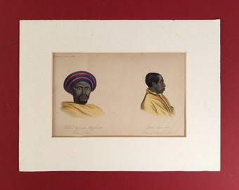 Pritchards Natural History of Man book plate Native of Shoa / Adowa African portrait of men