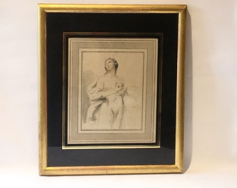 Antique Stipple Engraving Part Nude Female Figure Rylands after Cipriani 1700's