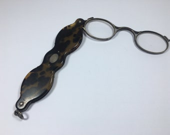 Late Victorian folding lorgnettes Opera Glasses “faux” tortoiseshell Eye wear