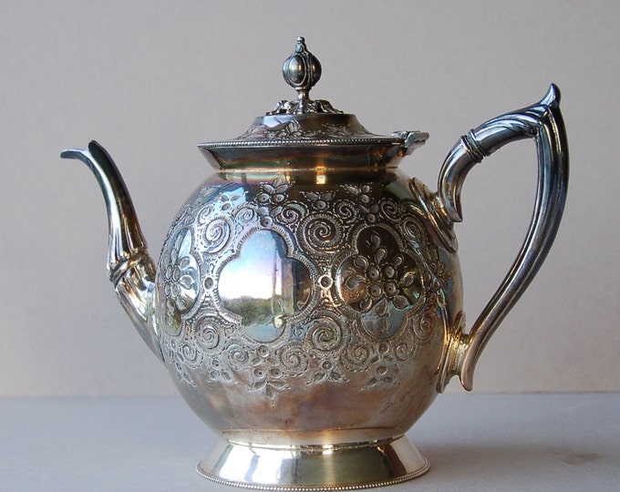 Antique Victorian Silver Plate Teapot by Philip Ashberry Etsy