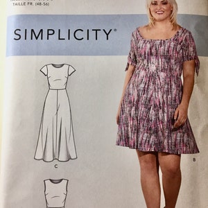 Plus-Size Dresses Sewing Pattern Simplicity S8874 Sizes 20W-28W New and Uncut Pattern
