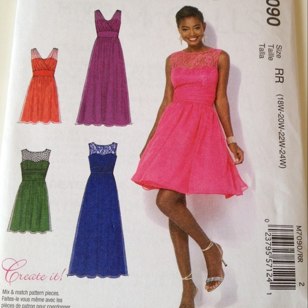 Plus-Size Dresses Sewing Pattern McCall's M7090 Sizes 18W-24W New and Uncut Pattern