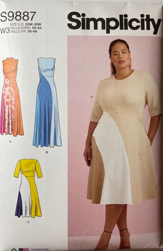 Sewing Pattern for Womens Knit Dresses Simplicity S9887 Sizes 30 W-38W New Sewing Pattern for Womens Knit Dresses Simplicity S9887 Sizes 30 W-38W New