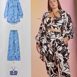 Women’s Shirt, Pants and Halter Top Sewing Pattern Simplicity S9756 Plus-Size 20W-28W New