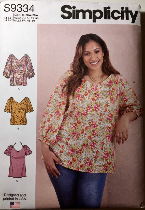Womens Tops Sewing Pattern Simplicity S9334 Sizes 20W-28W New and Uncut  Pattern 