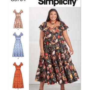 Plus-Size Women’s Dress Sewing Pattern Simplicity S9704 Sizes 30W-38W New and Uncut