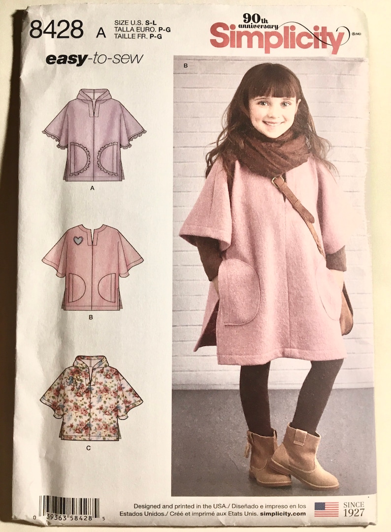Child's Poncho Sewing Pattern Simplicity 8428 Poncho in | Etsy
