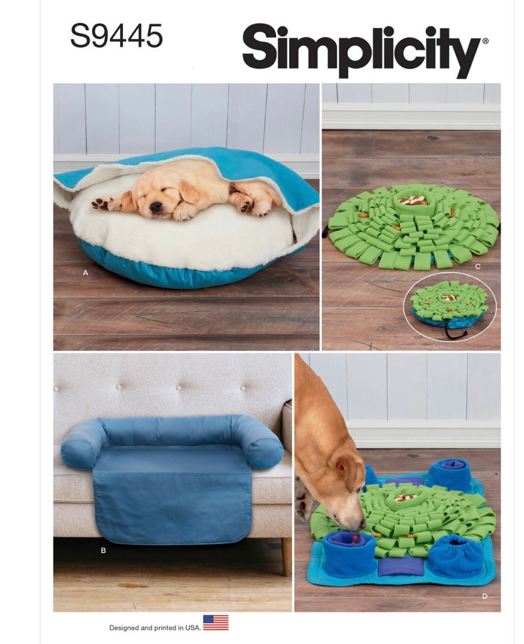 Pet Bed Sewing Pattern Simplicity S9445 Pet Chair Cover and Play Mats Etsy