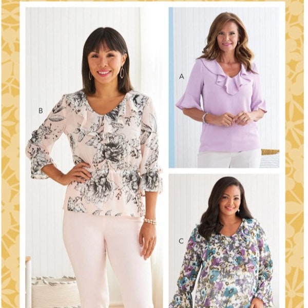 Women’s Tops Sewing Pattern Plus-Size Butterick B6814 Sizes 18W-24W New and Uncut Pattern