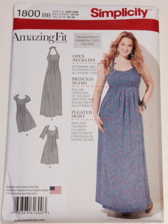 Plussize Dress Sewing Pattern Simplicity 1800 Amazing Fit Etsy
