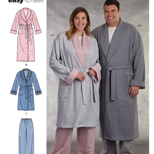 Sewing Pattern for Men and Women’s Robes and Pull On Pants Simplicity 8804