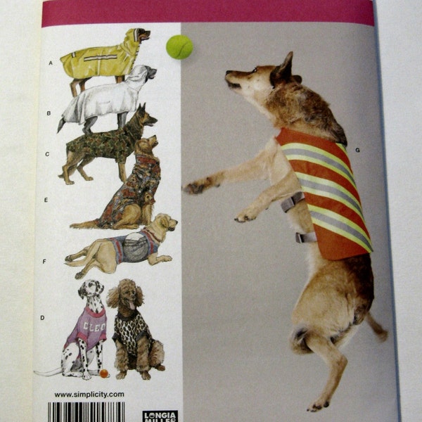 Dog Coat, Raincoat Sewing Pattern Simplicity 1578 Sewing Large Size Dog Clothes New and Uncut Pattern