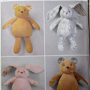 Plush Bears and Bunnies Sewing Pattern Simplicity S9306 New and Uncut Pattern