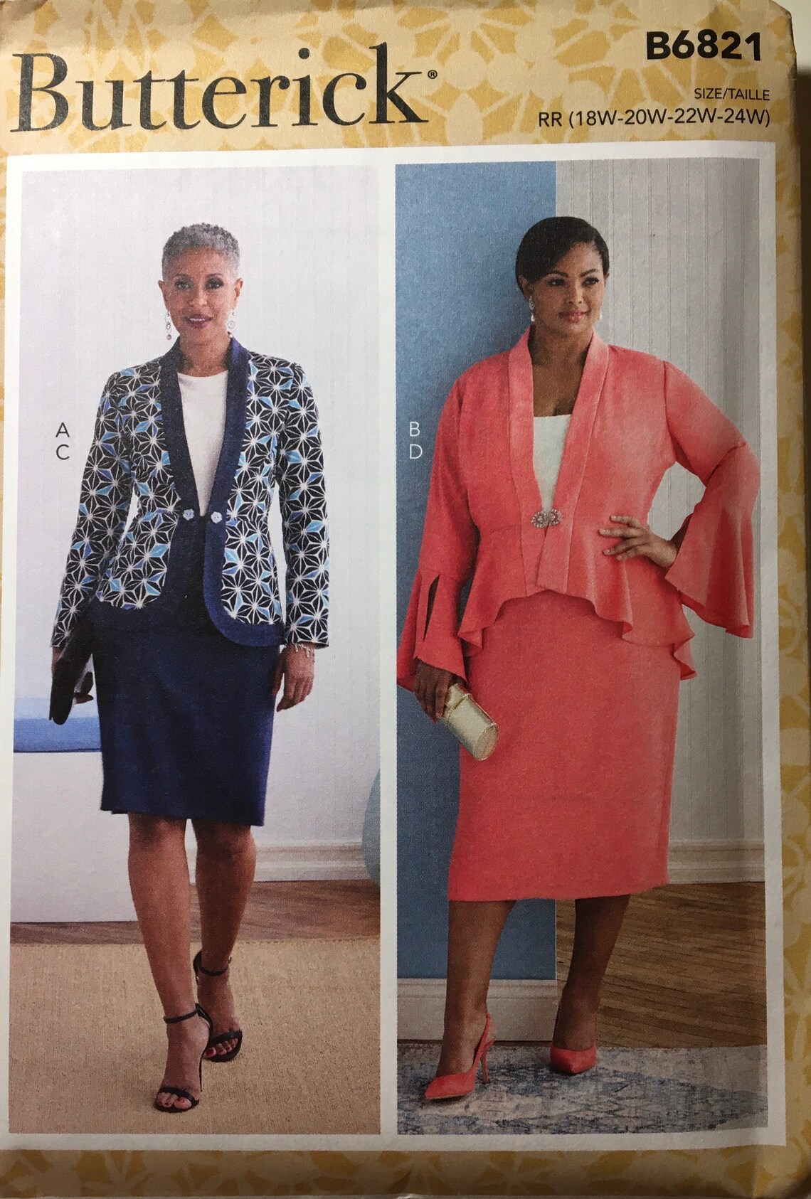 Women’s Plus-size Jacket and Skirt Sewing Pattern Butterick B6821 Sizes ...