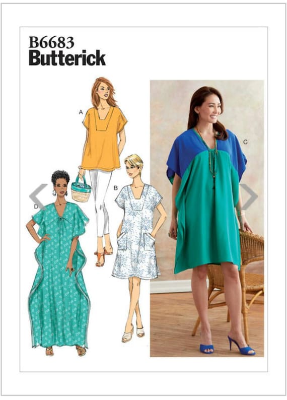 Tunic and Caftan Sewing Patterns Butterick B6683 Sizes LXXL Etsy