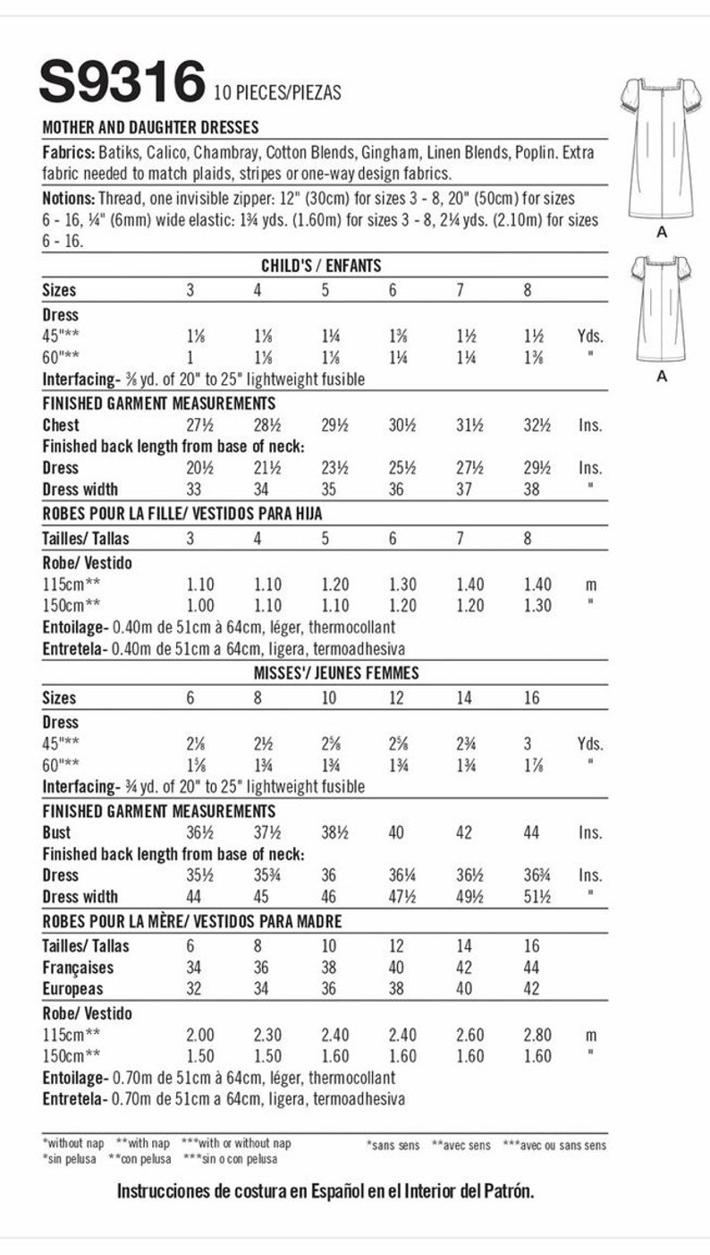 Mother and Daughter Dress Pattern Simplicity Sewing Pattern Etsy