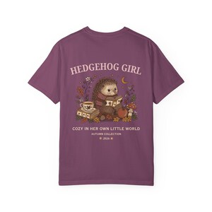 Bookish Hedgehog Garment-Dyed T-Shirt | Hedgehog Girl