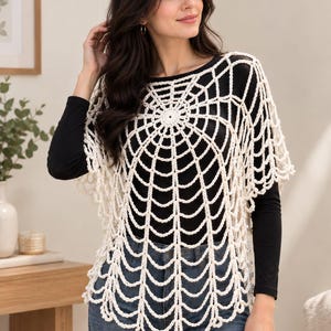 Spiderweb Poncho Crochet Pattern Spooky Halloween Cape PDF Digital Download Crochet Web Poncho Pattern Gothic Shawl Capelet Pattern