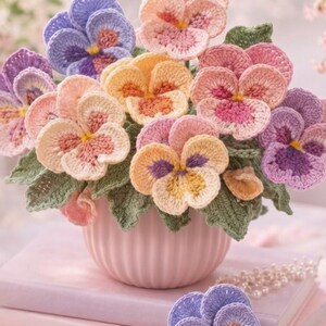 Crochet Pansy Flower Pattern, Pansy Bouquet PDF, Crochet Flower Tutorial, Floral Arrangement Pattern