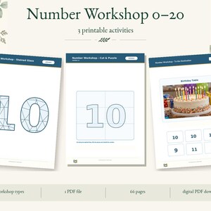 Sifferworkshop 0-20 | Färglägg, klipp och matcha siffror | Utskrivbar PDF