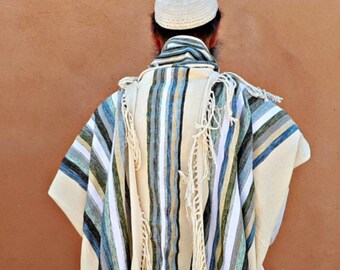 Tallit For Man, Jewish Gift Judaica, High Holidays, Jewish Prayer Shawl, Handwoven Tallit, Cotton Tallit, Wedding Tallit, White Prayer Shawl