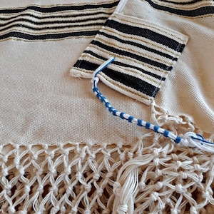 Tallit, Black & White Prayer Shawl, Tallit Set, Prayer Shawl, Jewish Prayer Shawl, Jewish Wedding Gift, Cotton Tallit For Man,Handmade Shawl