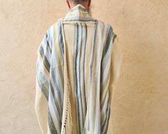 Tallit For Man, Jewish Gift, High Holidays, Jewish Prayer Shawl, Handwoven Tallit, Cotton Tallit, Wedding Tallit Set, White Prayer Shawl