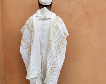 Tallit, White Tallit Gold, Jewish Prayer Shawl, Jewish Gift Judaica, Tallit for Men, Prayer Shawl, Handmade Tallit Woven, Custom Tallit