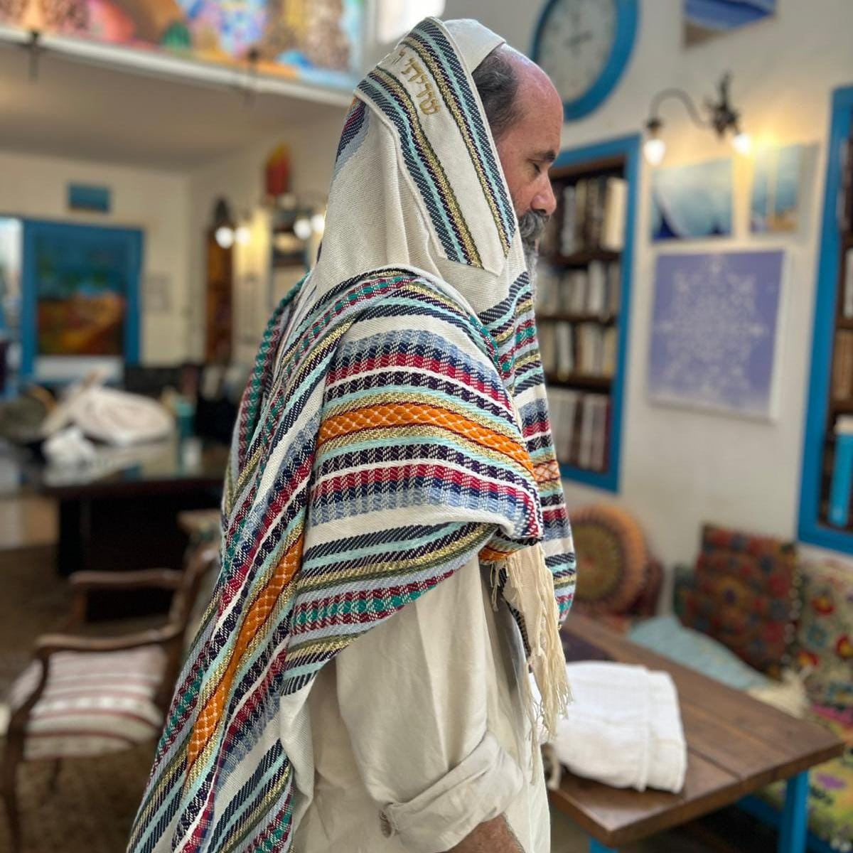 Tallit Set, Tallit, Jewish Gift Judaica, Jewish Prayer Shawl, Handwoven Tallit, Cotton Tallit Custom, Men’s Tallit, Colorful Prayer Shawl