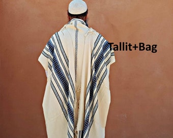 Tallit, Prayer Shawl, Jewish Gift Judaica, Custom Tallit, Woven Tallit, Cotton Tallit, Tallit for Man, Israeli Talis, White Prayer Shawl