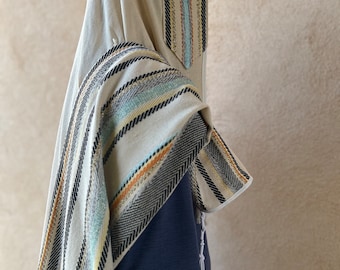Jewish Gift, High Holidays, Jewish Prayer Shawl, Handwoven Tallit, Cotton Tallit, Wedding Tallit Set, Tallit For Man, White Prayer Shawl