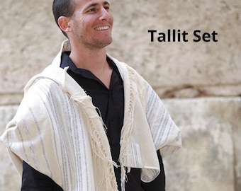Tallit, Tallit Set, Jewish Prayer Shawl, Yarmulke, Tallit for Men, Jewish Wedding Gift, Handmade Tallit, Cotton Tallis, Tallit Bag, Judaica