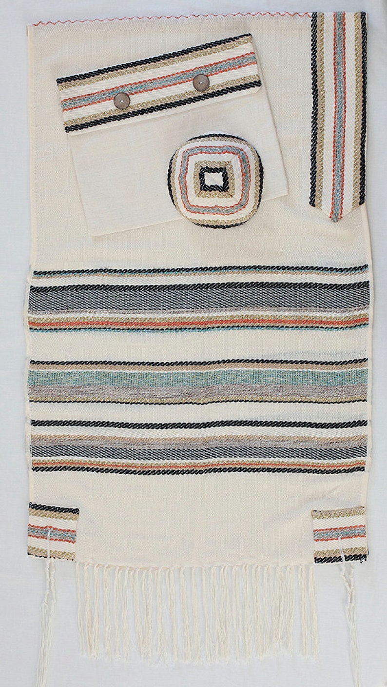 Jewish Prayer Shawl Set Israeli Tallit Bag and Yarmolke Etsy