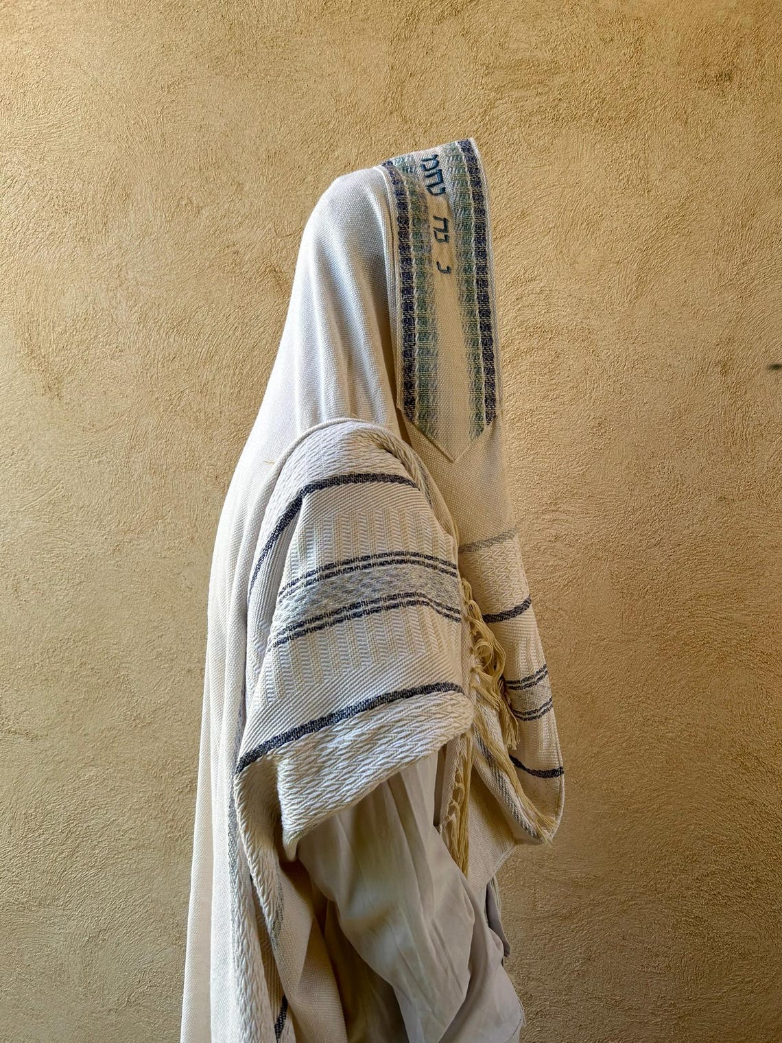 White Blue Tallit, Handwoven Tallit, Blue Prayer Shawl, Tallit Man ...