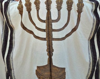 Menorah drawing on Tallit