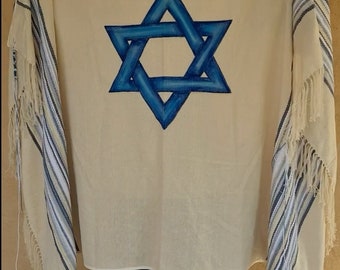 Talit Juif Katan (châle De Prière) - Polyester, 60x180 Cm - Avec Tzitzit (cordes) Et Bénédiction Sur Le Col - Pour Hommes Et Femmes - 3