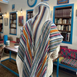 Tallit, Handmade Tallit, Jewish Gift Judaica, Jewish Prayer Shawl, Handwoven Tallit, Cotton Tallit Custom, Men Tallit, Colorful Prayer Shawl