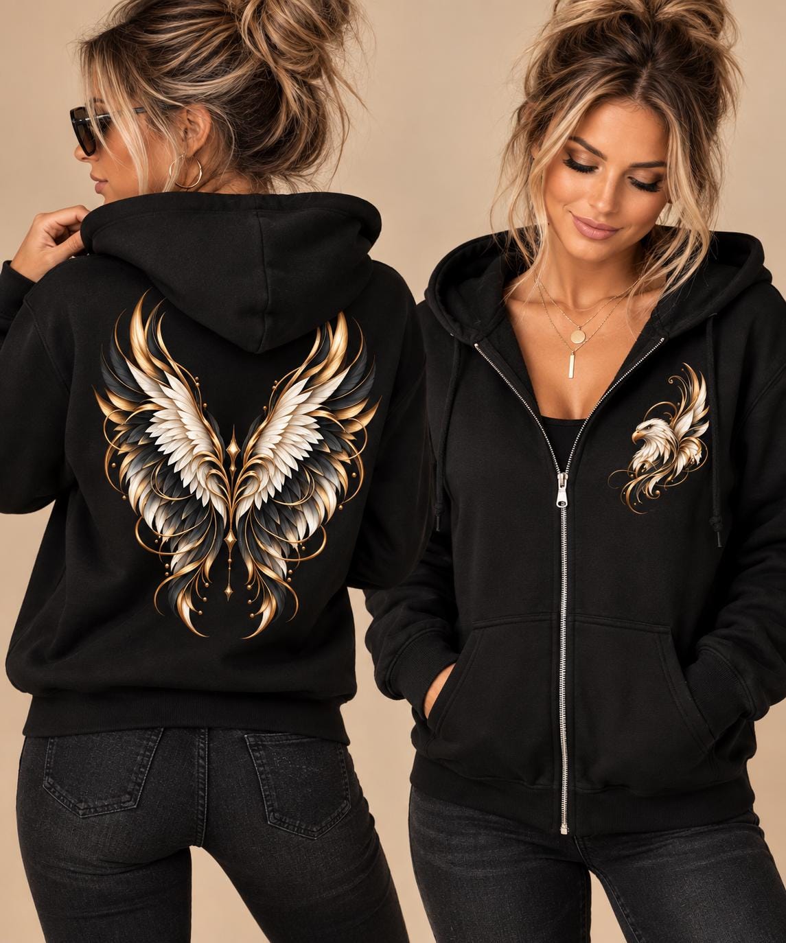 Angel Wings Full Zip Hoodie - Etsy