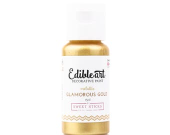Glamorous Gold Metallic Edible Art Paint by Sweet Sticks for cake, cookie, & confectionary decorating