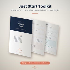 Folhas de exercícios para iniciar tarefas para pessoas com TDAH | Kit de ferramentas "Apenas Comece" | Supere a paralisia por tarefas (imprimível)