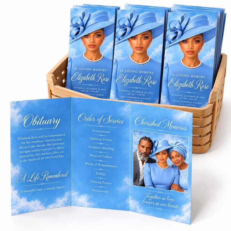 Trifold Funeral Program Template, Memorial Service Brochure ...