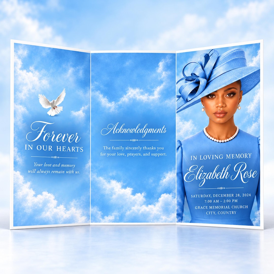 Trifold Funeral Program Template, Memorial Service Brochure ...