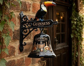 Guinness Toucan Cast Iron Wall Bell - Irish Pub Decor